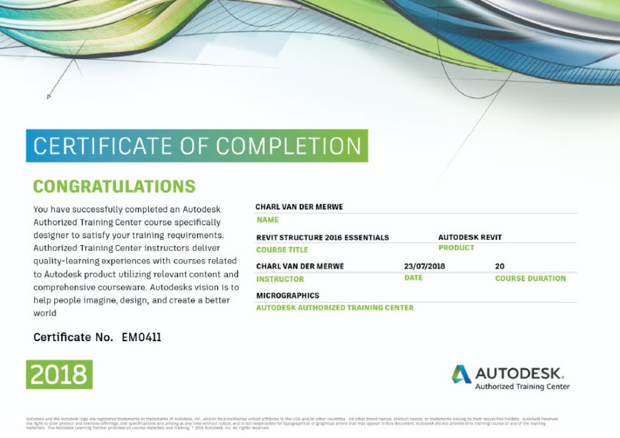 autodesk revit 2018 certiifcation